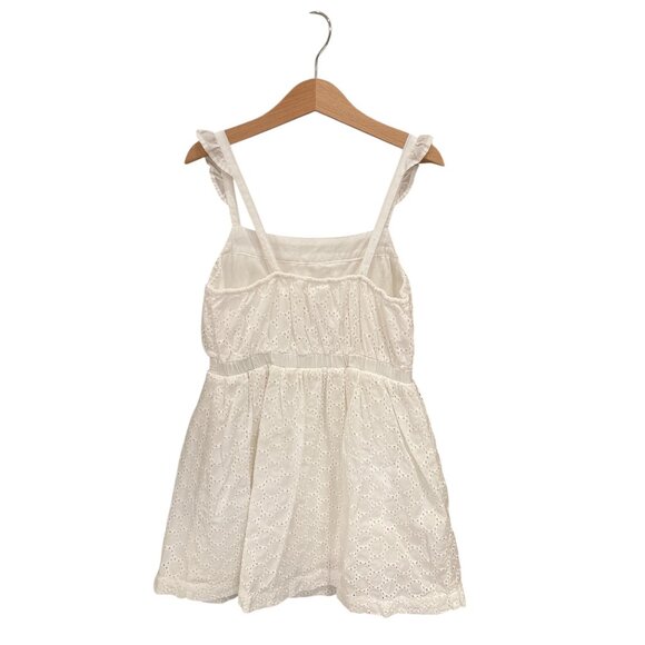 Cottage Core Cherokee Girls White Eyelet Dress M 7/8 100% Cotton Sleeveless Ruf - Picture 2 of 6